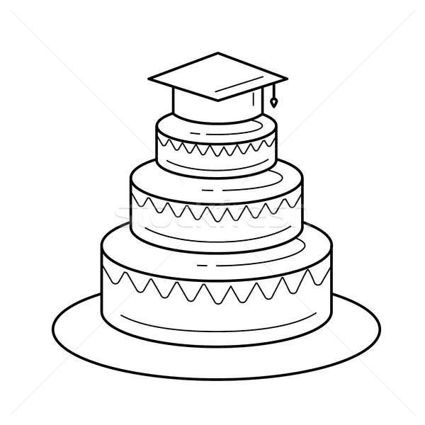 600x600 Graduation Party Vector Line Icon. Vector Illustration Andrei