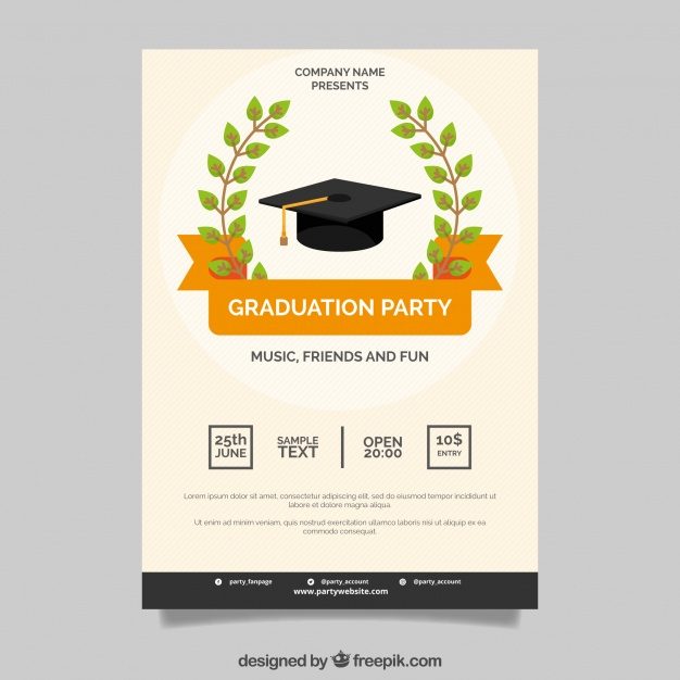 626x626 Poster Of Graduation Party With Orange Ribbon Free Vector