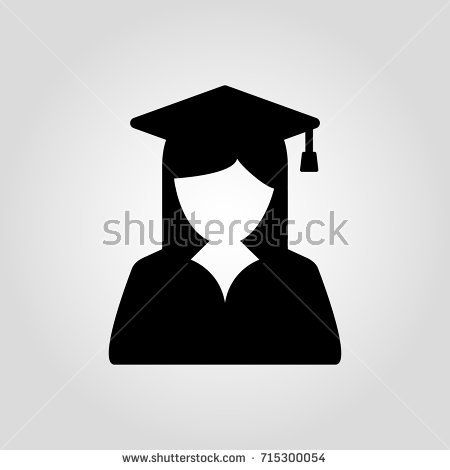450x470 Graduate Girl In Square Cap Or Hat With Tassel Vector Icon. Female