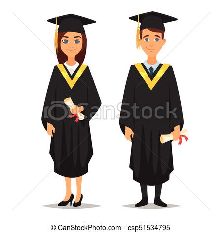 450x470 Vector Cartoon Style Characters Young Proud Man And Woman
