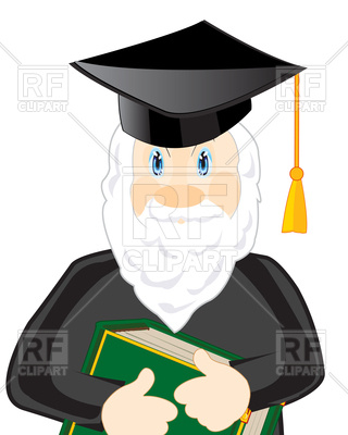 320x400 Cartoon Bearded Scientist With Book And Graduation Hat Vector