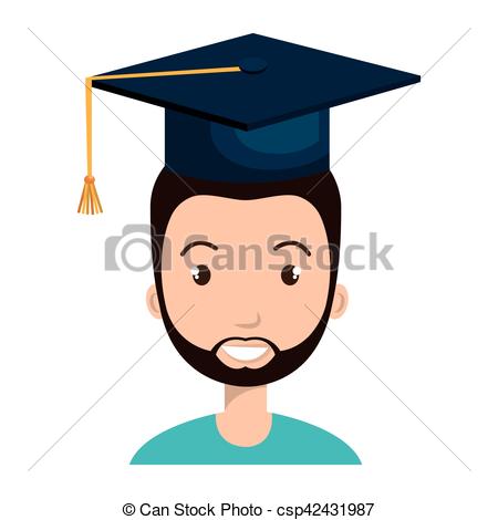 450x470 Student Character With Hat Graduation Vector Illustration