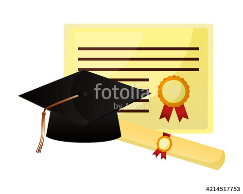 500x400 Parchment Diploma And Hat Graduation Vector Illustration Design