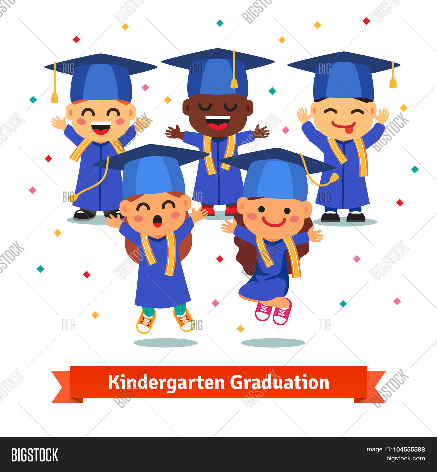 1500x1620 Awesome Collection Of Kindergarten Graduation Party Vector Photo