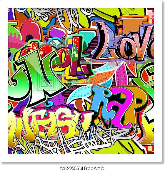 561x581 Free Art Print Of Graffiti Wall. Urban Art Vector Background