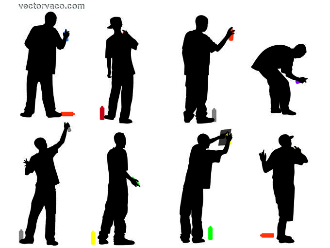 680x510 Graffiti Boys Silhouette Free Vector Free Vectors