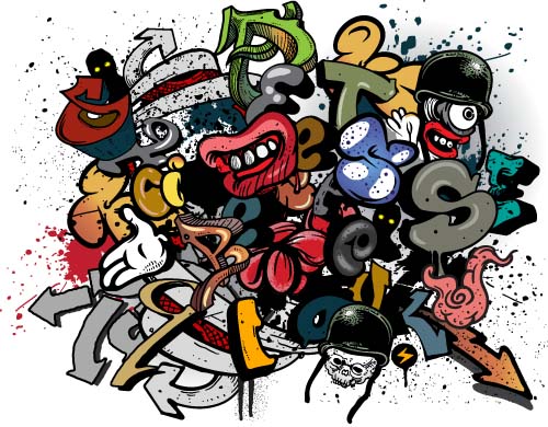 500x390 Graffiti Wall Design Vector Material 04 Free Download