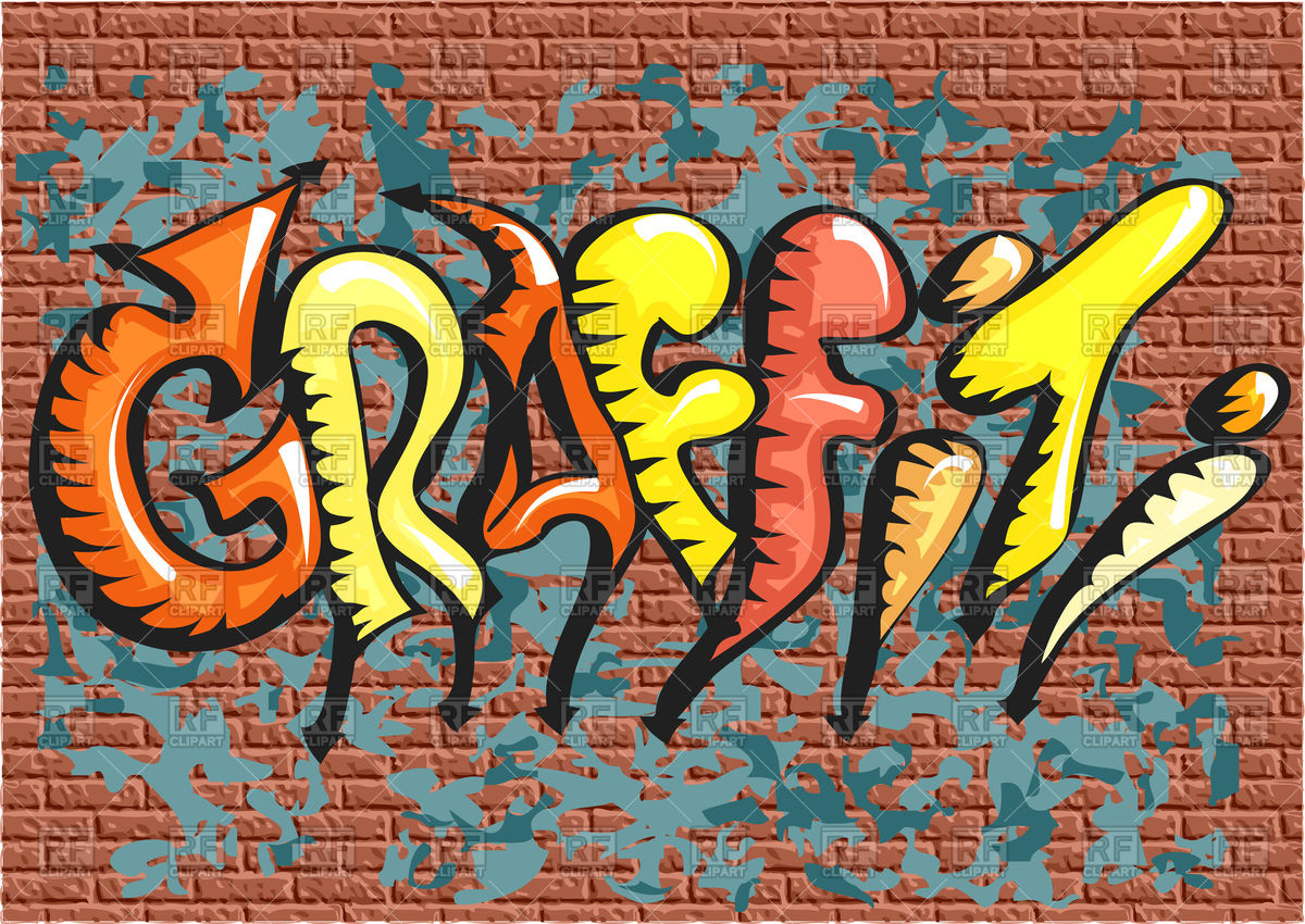 1200x850 Graffiti. Abstract Multicolor Text On Brick Wall Vector Image