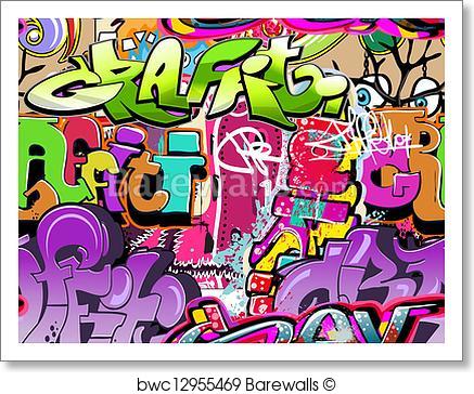 437x364 Art Print Of Graffiti Wall. Urban Art Vector Background. Seamless