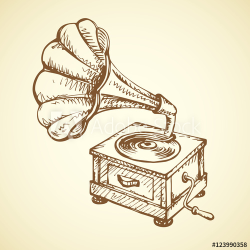 500x500 Gramophone. Vector Drawing