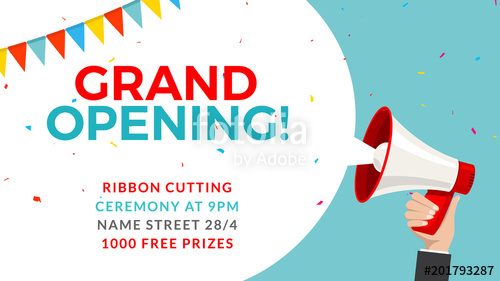 500x281 Grand Opening Flyer Banner Template. Marketing Business Concept