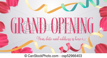 450x244 Grand Opening Vector Banner, Poster, Illustration. Nonstandard