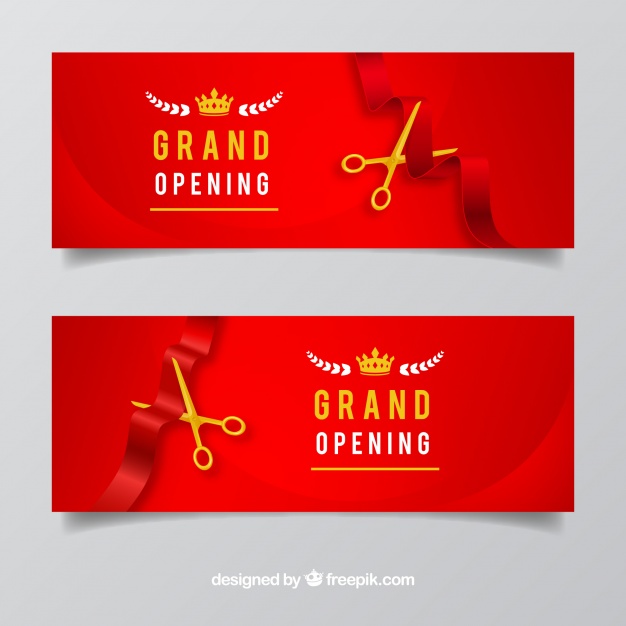 626x626 Realistic Grand Opening Bannerswith Elegant Style Vector Free