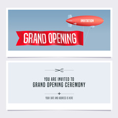 240x240 Vintage Blimp With Grand Opening Banner Vector Illustration