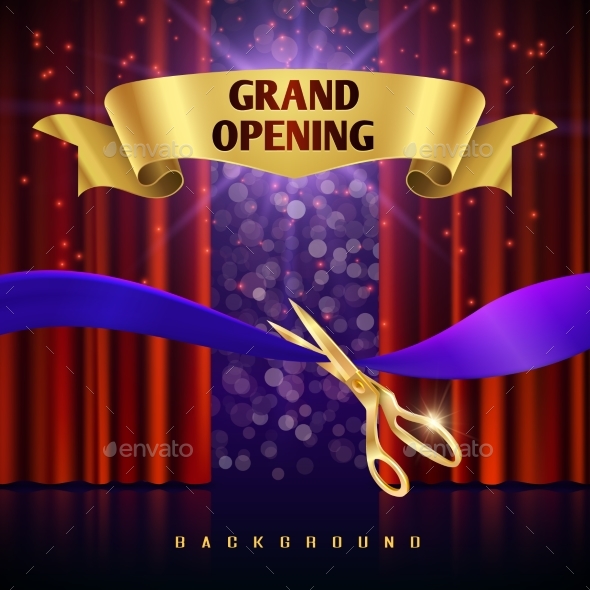 590x590 Grand Opening Vector Concept With Red Curtains By Microvone