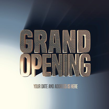 416x416 Grand Opening Vector Illustration, Background With Gold Lettering