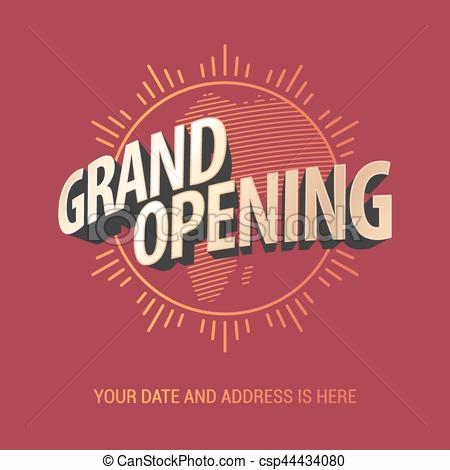 450x470 Grand Opening Vector Banner. Template Festive Design Element For