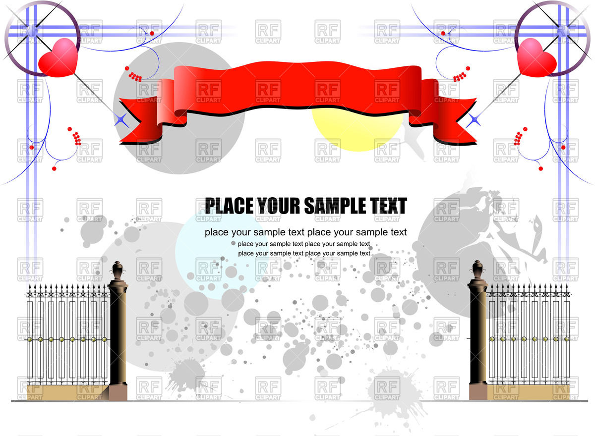 1200x880 Frame With Curled Red Ribbon And Iron Fence
