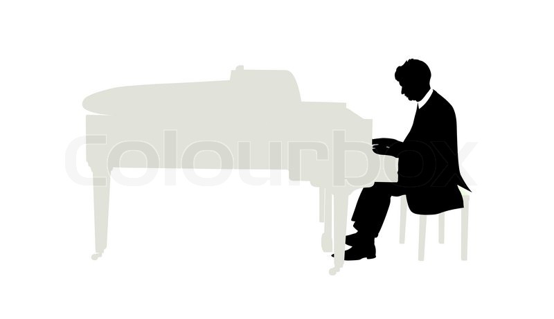 800x461 Vector Illustration Of Pianist Plays On Grand Piano Stock Vector