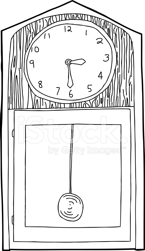 594x1024 Grandfather Clock Outline Stock Vector