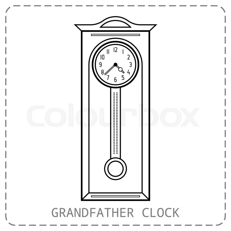 800x800 Grandfather Clock Vintage. Flat Linear Object, Icon. Vector