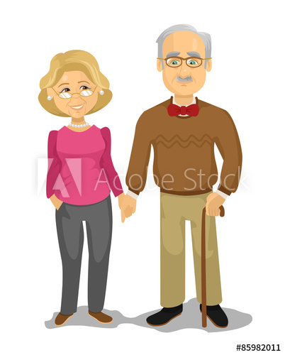 402x500 Grandpa And Grandma. Vector Flat Cartoon Illustration