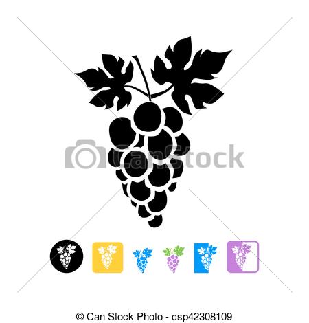 450x470 Grapes. Bunch Of Grapes With Leaf Flat Icon.