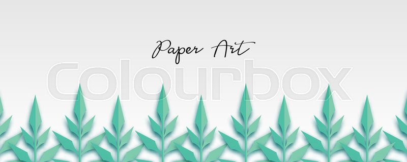 800x320 Paper Vector Art. Grass Origami Isolated Background. Floral