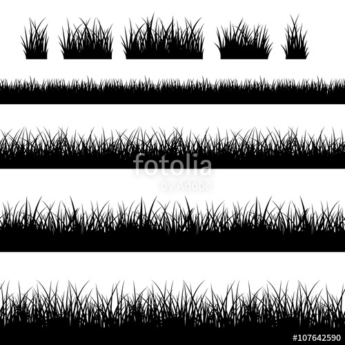 500x500 Seamless Grass Silhouettes. Black Grass Vector Borders Vector