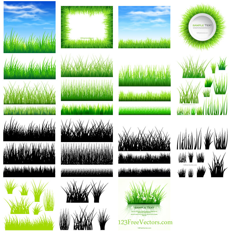 800x800 Free Grass Vector Illustrator Pack 123freevectors