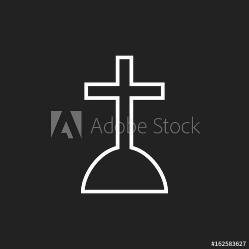 500x500 Halloween Grave Icon In Line Style. Gravestone Vector Illustration