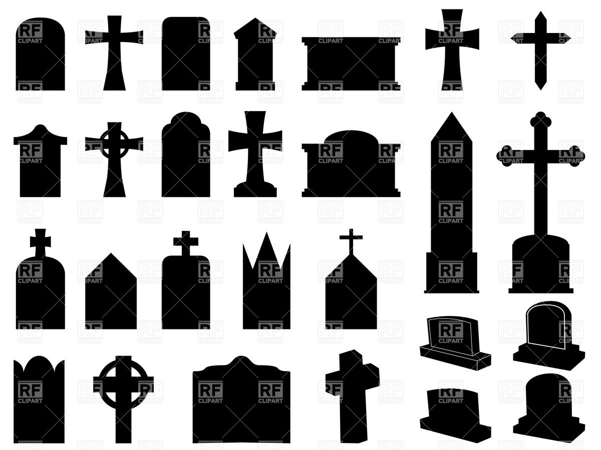 1200x900 Silhouettes Of Funerary Gravestones (Tombstone) And Crosses Vector