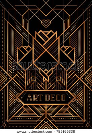 321x470 The Great Gatsby Deco Style Vector, Golden Roses And Heart, Art