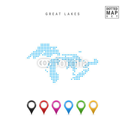 400x400 Dots Pattern Vector Map Of All The Great Lakes. Stylized Simple