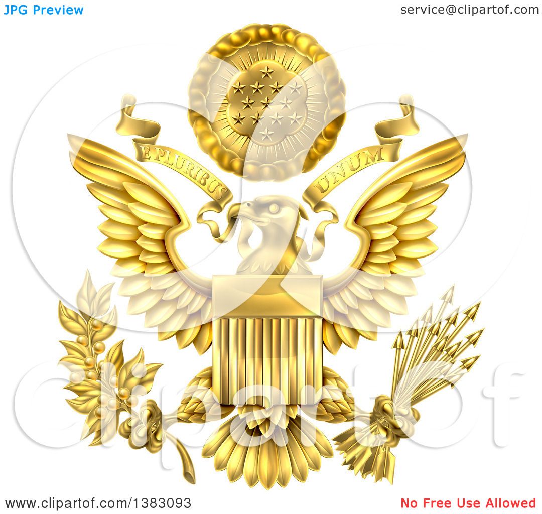 1080x1024 Clipart Of A 3d Gold Great Seal Of The United States With A Bald
