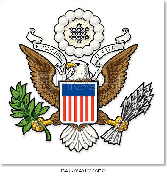 561x581 Free Art Print Of Us Great Seal Bald Eagle. Highly Detailed Vector