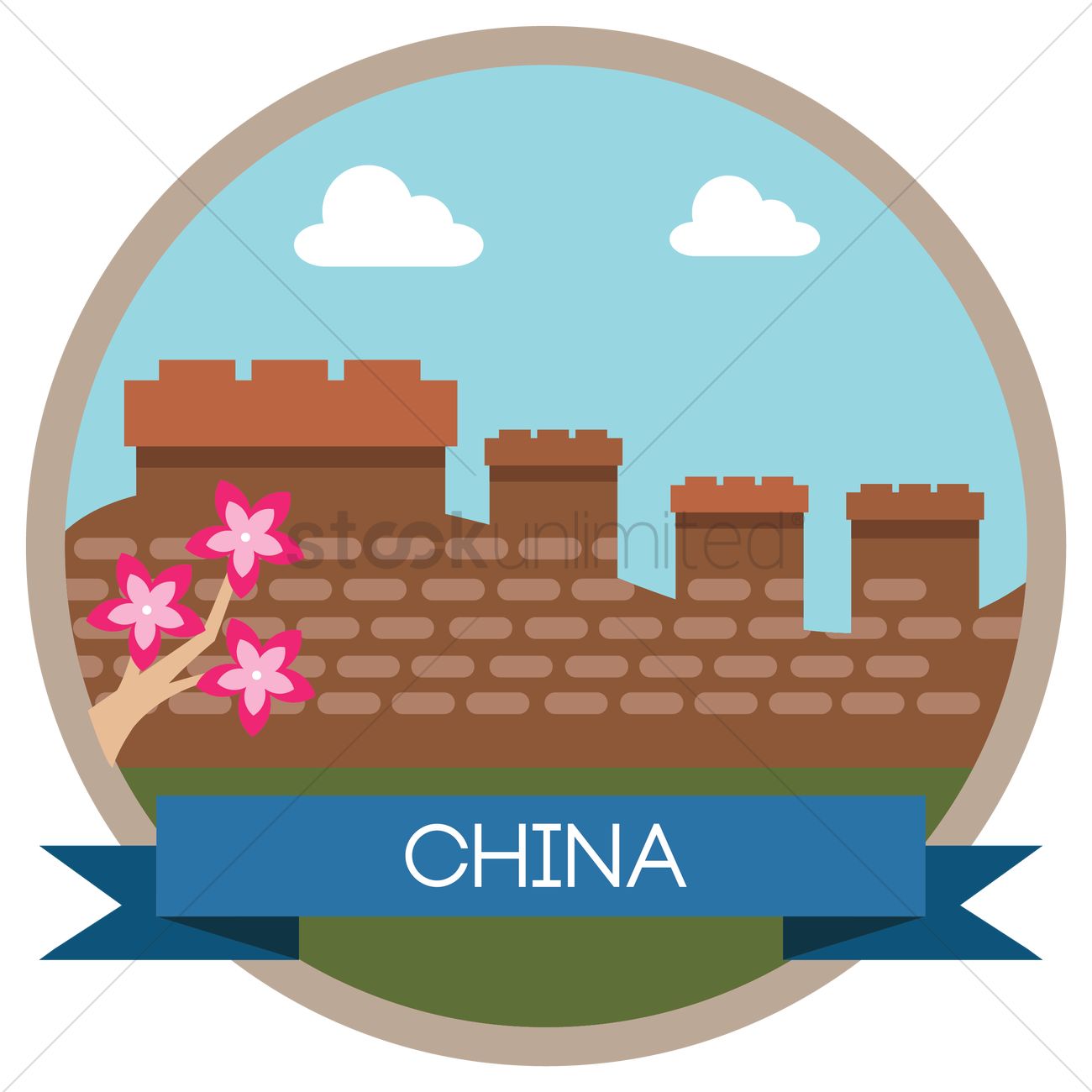 1300x1300 Free Great Wall Of China Vector Image