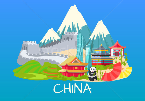 600x419 Great Wall Of China, Asian Building, Rare Panda Vector