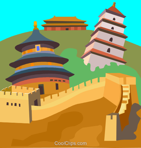 458x480 Great Wall Of China, Royalty Free Vector Clip Art Illustration