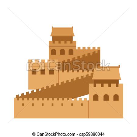 450x451 Great Wall Of China. Simple Flat Vector Illustration.