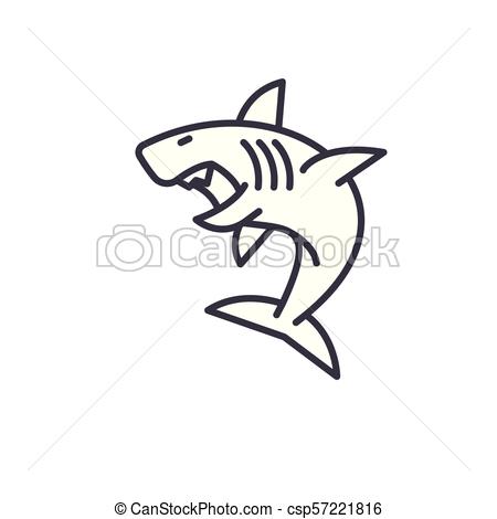 450x470 Great White Shark Vector Line Icon, Sign, Illustration On