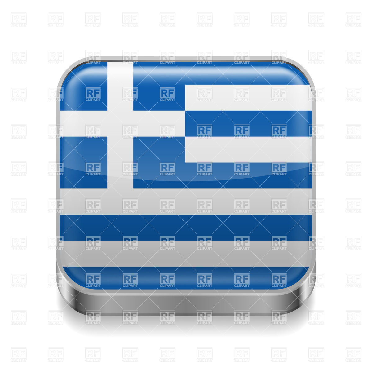 1200x1200 Metal Square Icon With Greek Flag Vector Image Vector Artwork Of
