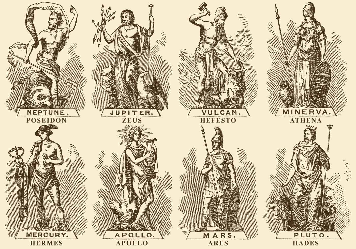 1400x980 Greek Gods Free Vector Art