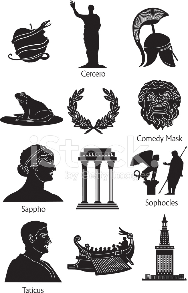 657x1024 Greek Mythology Icons Stock Vector