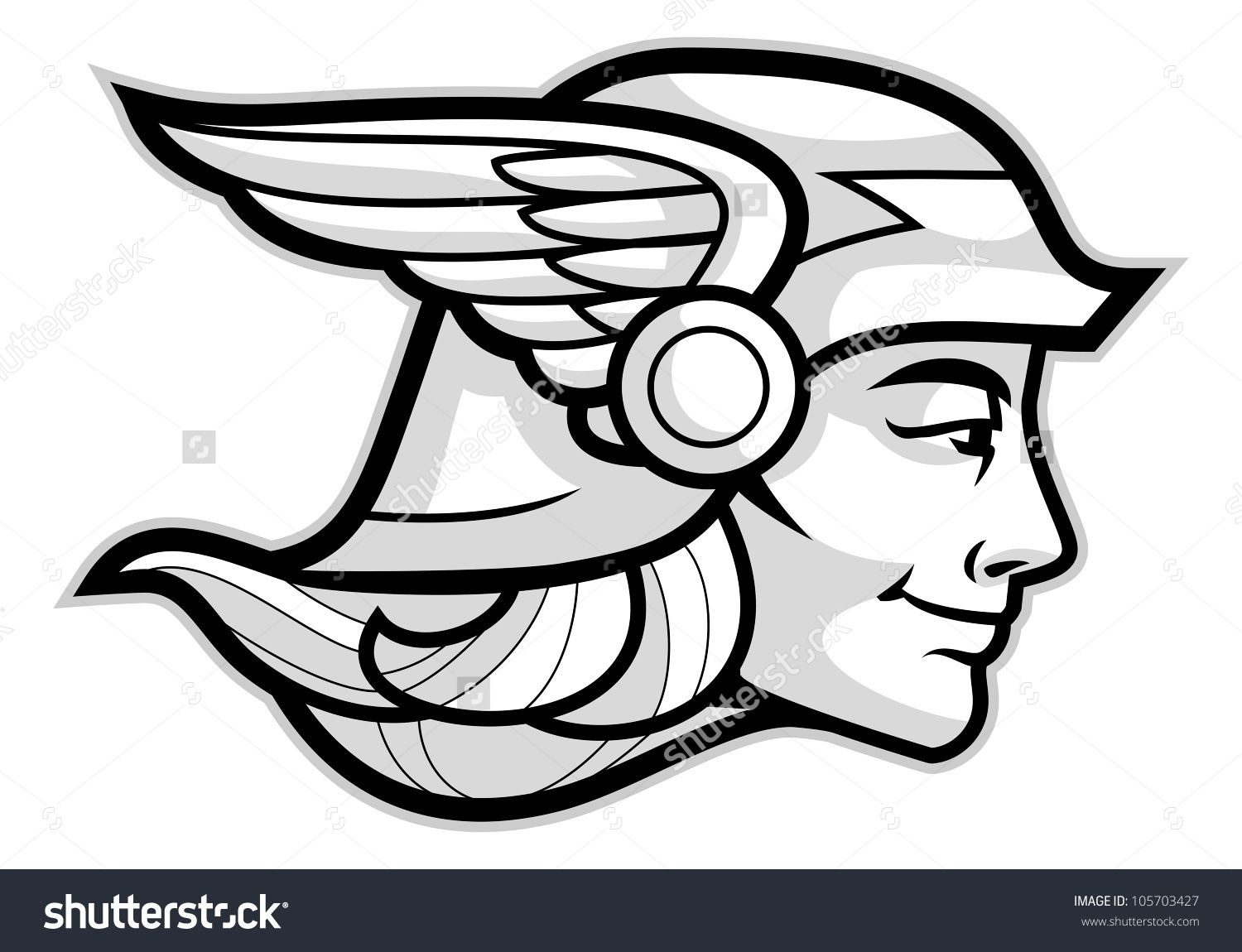 1500x1150 Head Of A Greek God Hermes Isolated On White Stock Vector