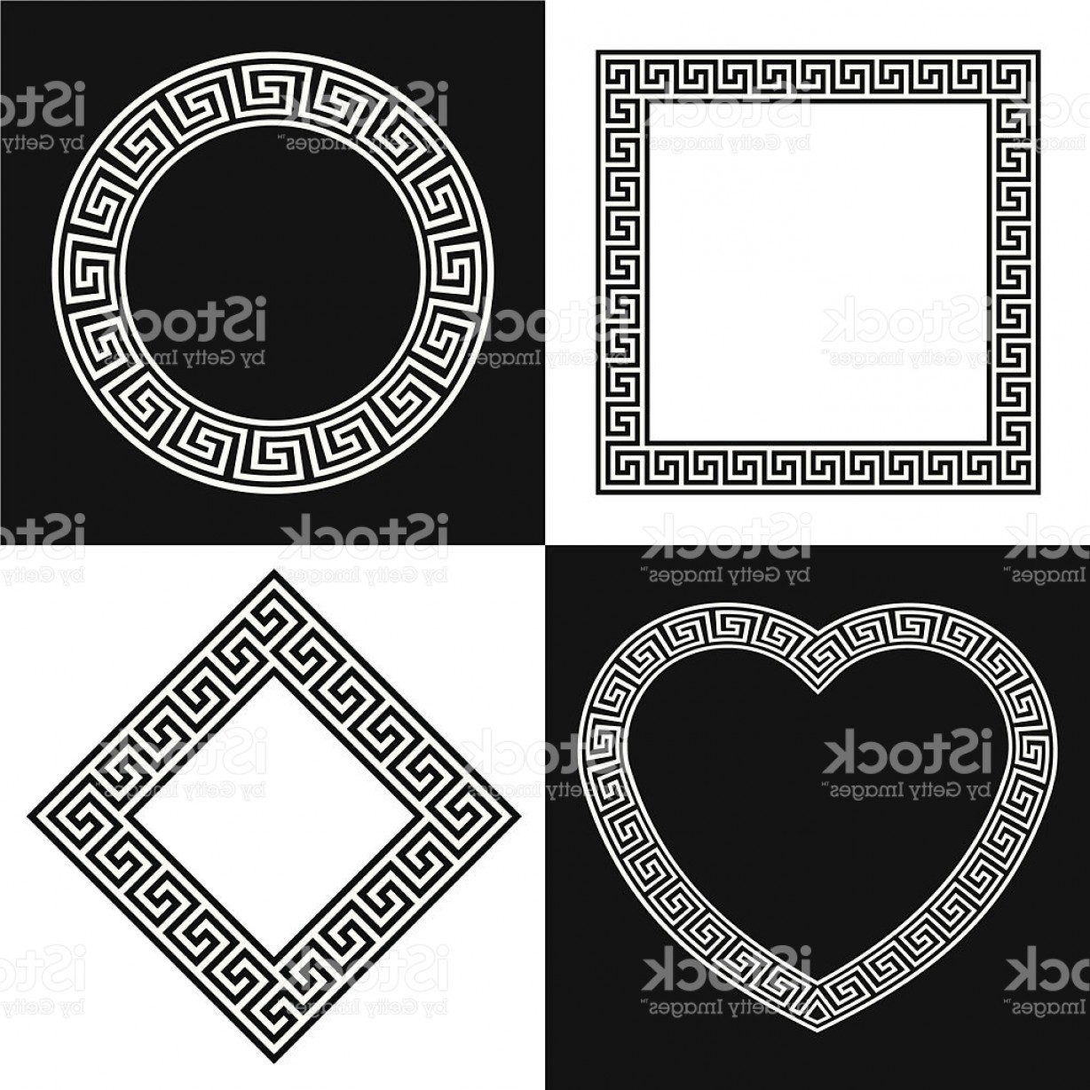 1228x1228 Four Vector Greek Key Border Frame Shapes Gm Shopatcloth