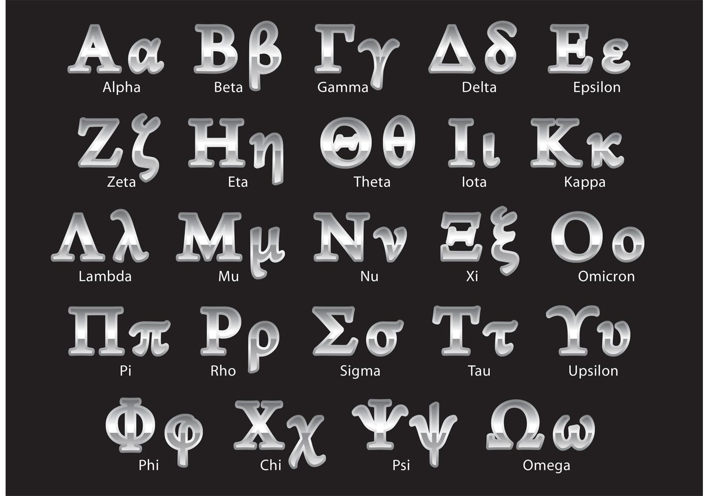 1400x980 Silver Greek Alphabet Vectors