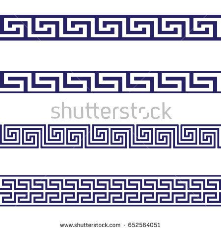 450x470 Greek Key Seamless Border Patterns Blue. Vector. Ornamen
