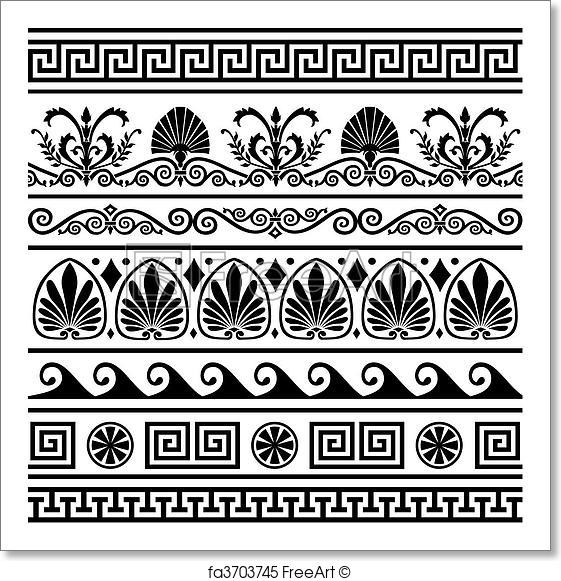 561x581 Free Art Print Of Set Of Vector Antique Greek Borders. Collection