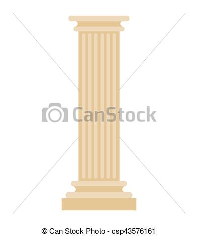 394x470 Greek Column Isolated. Antique Post. Ancient Architectural Pillar.